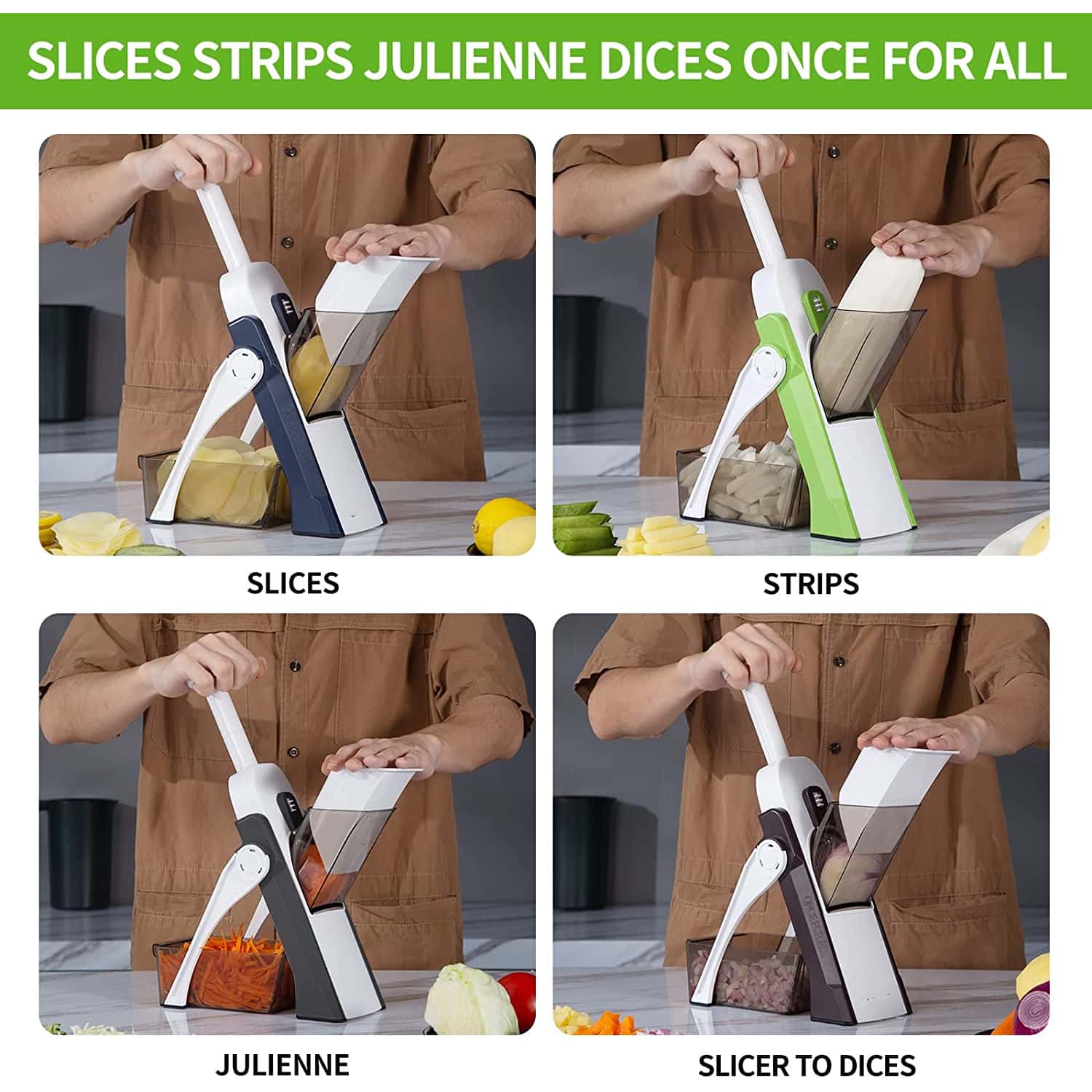 Mandoline Vegetable Cutter Chopper Adjustable Multi-function Vertical Vegetable Cutter - Image 3
